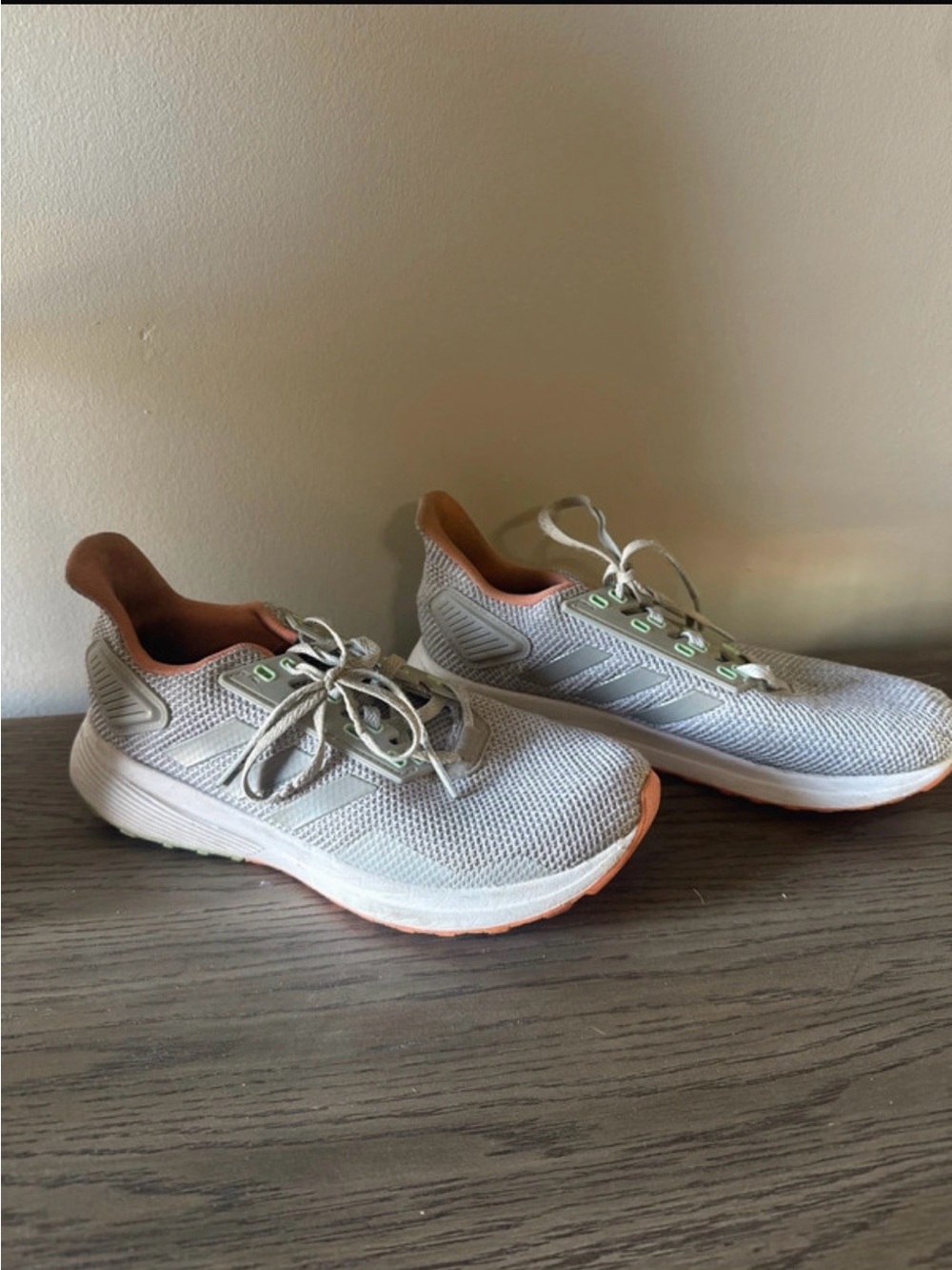 Adidas Light Gray and Peach Women's Running Sneakers
